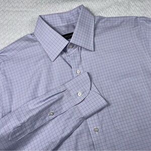 Proper Cloth Lavender and Blue Plaid Long Sleeve Dress Shirt Size Large 16.5